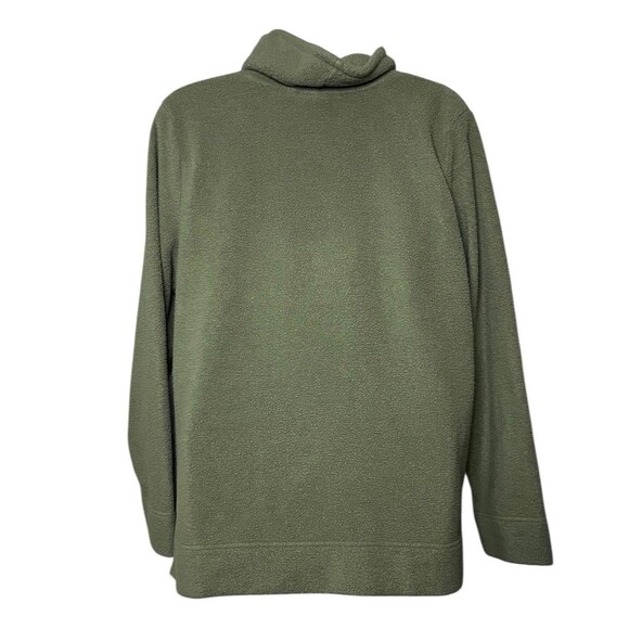 L.L. Bean Women's Size Large Olive Green Lightweight Fleece Pullover Sweater - Picture 3 of 5